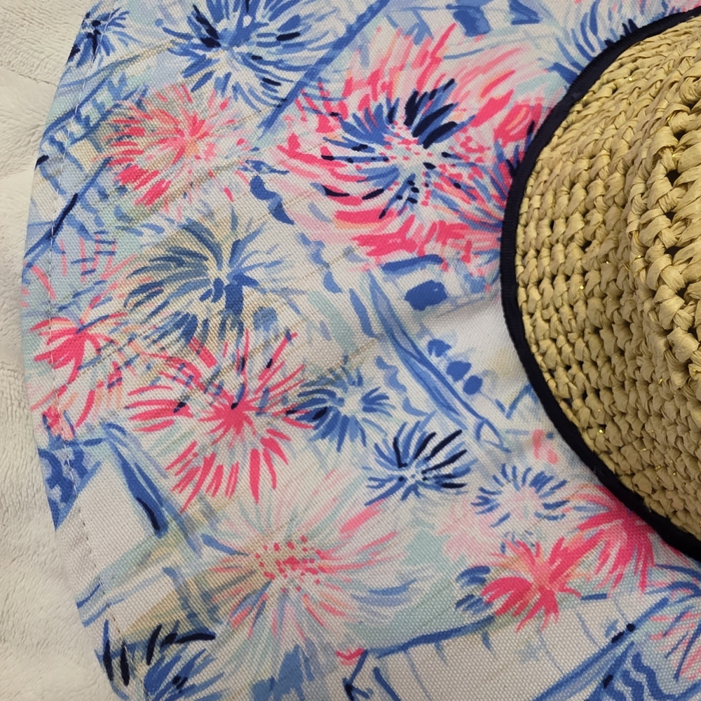 Lilly Pulitzer Floral Straw Hat - Pink and Blue